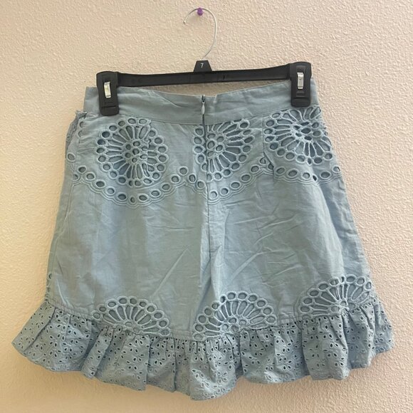 NWT Missguided Blue Broderie Anglaise Frill Layer Mini Skirt, - Picture 3 of 5